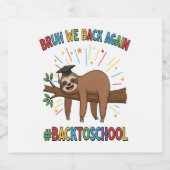 Grappige luiaard terug naar school sparkling wijnetiket (Enkel label)