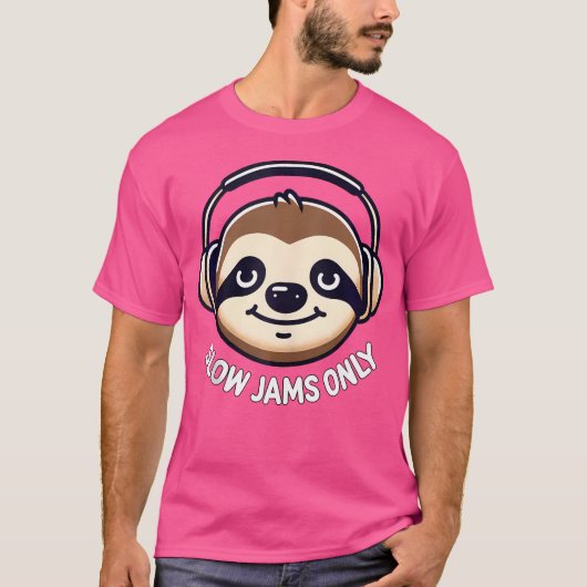 Grappige luiaard trage jams alleen RB muziek en di T-shirt (Voorkant)