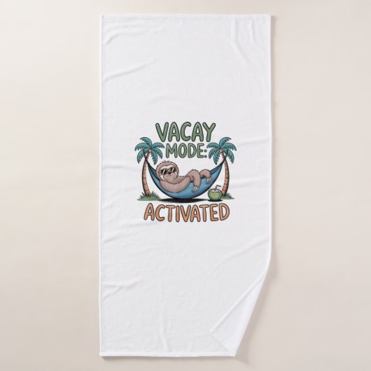 Grappige luiaard Vakantie Modus Geactiveerd Chille Badhanddoek (Badhanddoek)