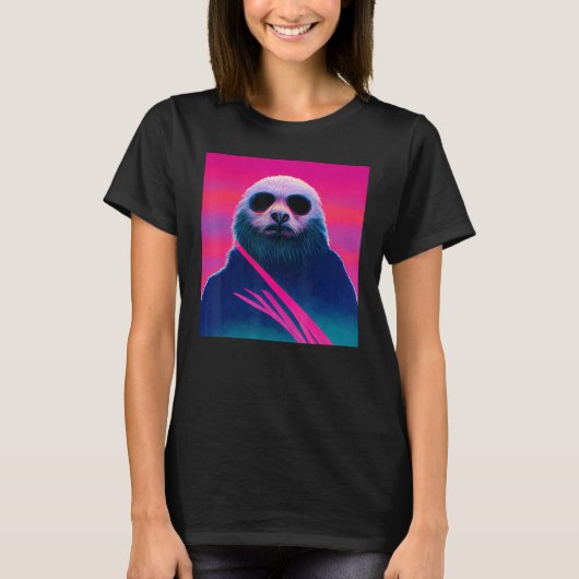 Grappige Luiaard Vaporwave 80's retro T-shirt (Voorkant)
