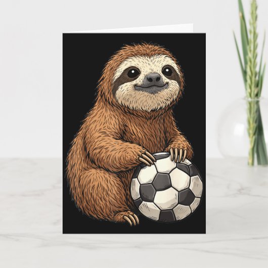 Grappige Luiaard Voetbal Kaart (Voorkant)