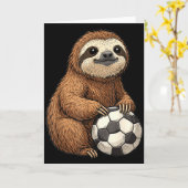 Grappige Luiaard Voetbal Kaart (Gele Bloem)