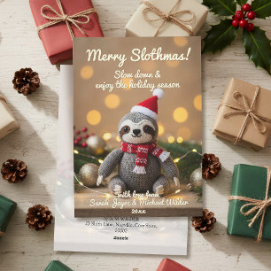 Grappige luiaard vrolijke luiaard Kerstmis Kerstka Feestdagenkaart
