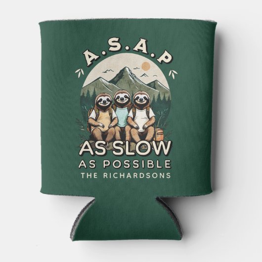 Grappige luiaard Wandelen Familie Reünie Camping T Blikjeskoeler (Voorkant)