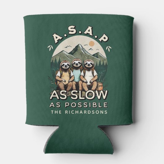 Grappige luiaard Wandelen Familie Reünie Camping T Blikjeskoeler (Achterkant)