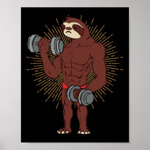 Grappige Luiaard Workout Gewichtheffen Oefening Gy Poster