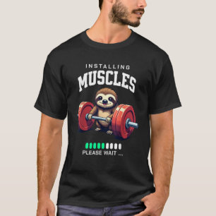 Grappige Luiaard Workout Gym Fitness Gewichtheffen T-shirt