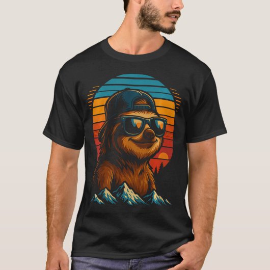 Grappige Luiaard Zonnebril Cool Retro T-shirt (Voorkant)