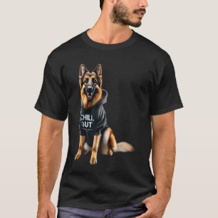 Grappige luie Duitse herdershond Chillin Honden Re T-shirt