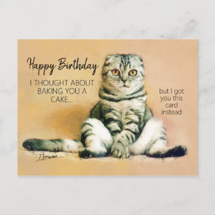 Grappige Luie Kat Gefeliciteerd Verjaardag Briefkaart
