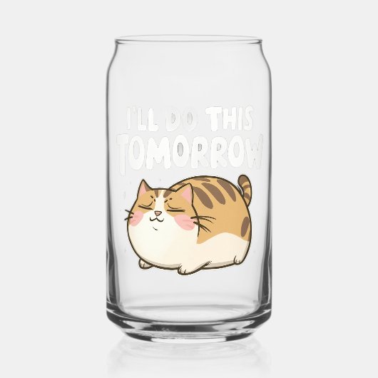 Grappige luie kat - 'Ik doe dit morgen' Blikvorm Glas (Voorkant)
