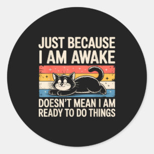 Grappige Luie Kat Meme Grappige Dingen Liefhebber Ronde Sticker