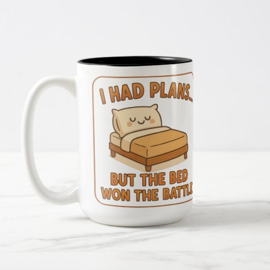 Grappige luie kat Mok - "Ik had plannen, maar het (Links)