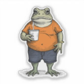 Grappige Luie Kikker Sticker (Voorkant)