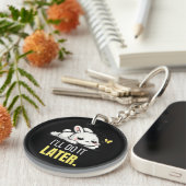 Grappige Luie Konijn Ik Doe Het Later Cute Dier Me Sleutelhanger (Voorkant Rechts)
