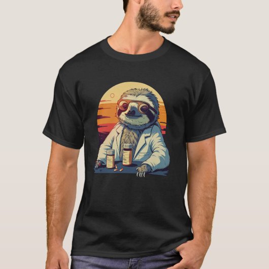 Grappige Luie Luiaard Apotheker T-shirt (Voorkant)