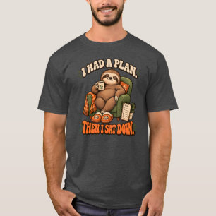 Grappige Luie Luiaard Koffie Illustratie T-shirt