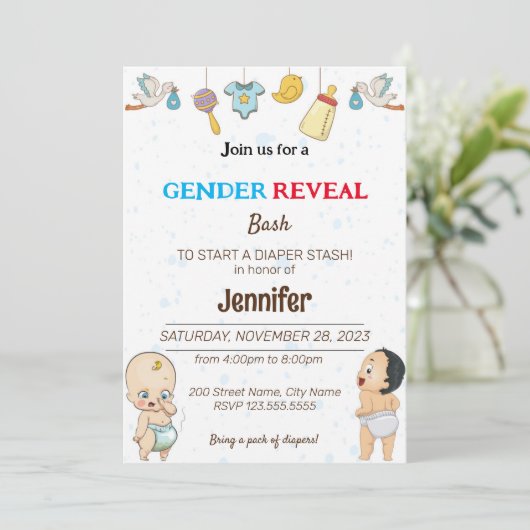 Grappige Luiers Bash Uitnodigingen  (Staand voorkant)