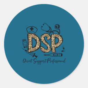 Grappige luipaard dsp direct support professional ronde sticker