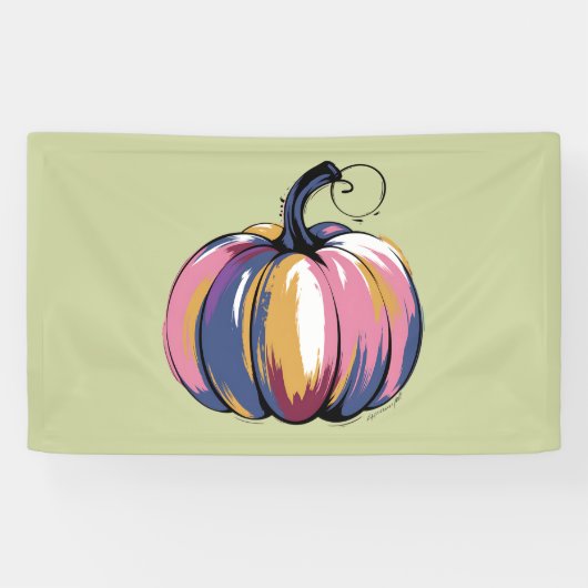 Grappige Luipaard Pompoen Halloween Herfst  Spandoek (Horizontaal)