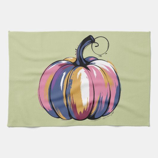 Grappige Luipaard Pompoen Halloween Herfst Theedoek (Horizontaal)