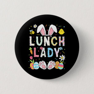 Grappige lunchdame konijn cafetaria gelukkige Pase Ronde Button 5,7 Cm
