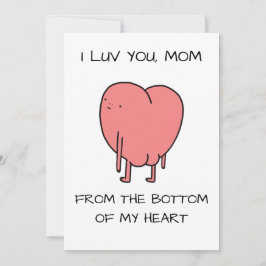 Grappige Luv You Moeder Roze Geïllustreerde Moeder Feestdagenkaart