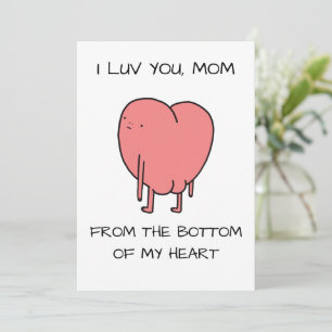 Grappige Luv You Moeder Roze Geïllustreerde Moeder Feestdagenkaart