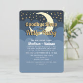 Grappige maan en sterren tot ziens slaap Baby show Kaart (Staand voorkant)