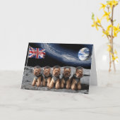 Grappige Maan Yorkies Kaart (Gele Bloem)