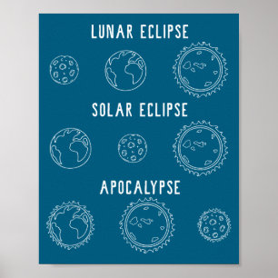 Grappige Maan Zonne Verduistering Apocalyps Astron Poster
