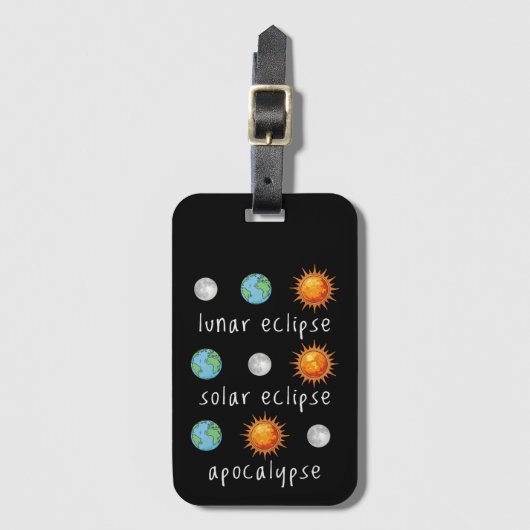 Grappige Maan Zonne Verduistering Apocalyps Bagagelabel (Voorkant (verticaal))