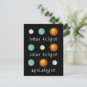 Grappige Maan Zonne Verduistering Apocalyps Briefkaart (Staand voorkant)