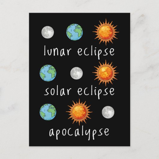 Grappige Maan Zonne Verduistering Apocalyps Briefkaart (Voorkant)