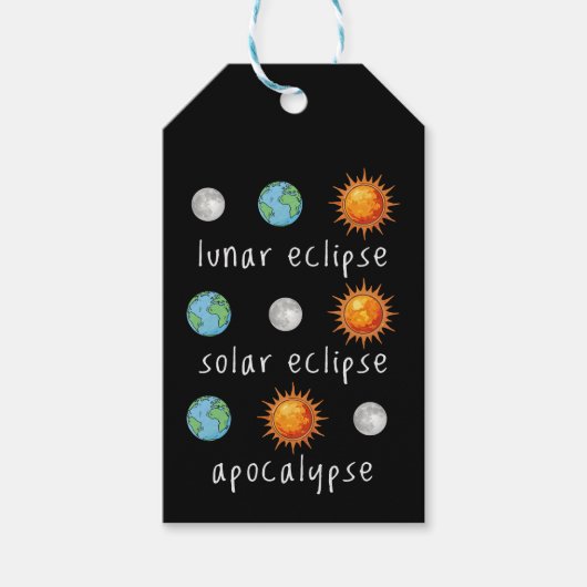Grappige Maan Zonne Verduistering Apocalyps Cadeaulabel (Voorkant)