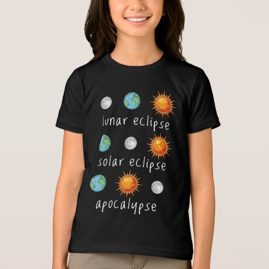 Grappige Maan Zonne Verduistering Apocalyps Tri-Blend Shirt (Voorkant)