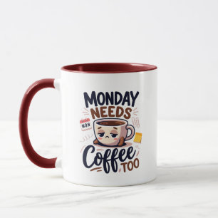 Grappige maandag heeft koffie nodig op kantoor col mok