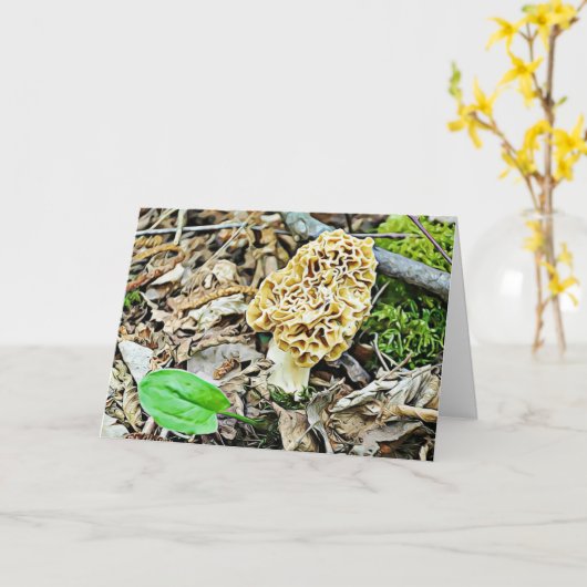 Grappige maar romantische paddenstoel Humor Ik hou Kaart (Gele Bloem)