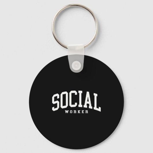 Grappige maatschappelijk werker retro school maats sleutelhanger (Voorkant)