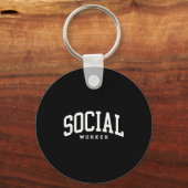 Grappige maatschappelijk werker retro school maats sleutelhanger (Voorkant)