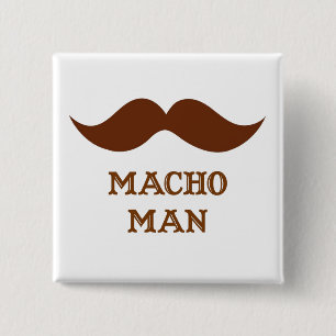Grappige Macho Man Snavel Vierkante Button 5,1 Cm