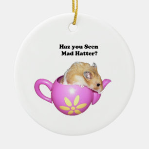 Grappige Mad Hatter Dormouse Alice in Wonderland Keramisch Ornament