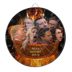 Grappige MAGA Republikeinse Hel in een Handbasket  Dartbord