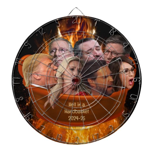 Grappige MAGA Republikeinse Hel in een Handbasket  Dartbord (Voorkant)