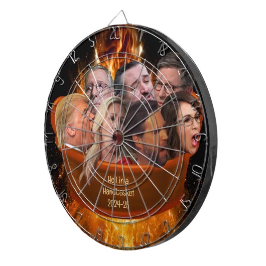 Grappige MAGA Republikeinse Hel in een Handbasket Dartbord (Voorkant Rechts)