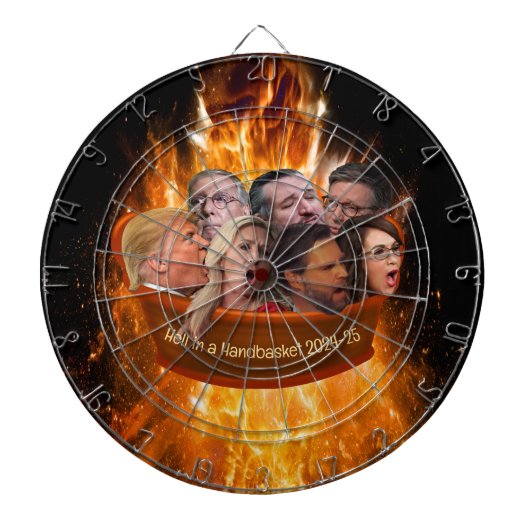 Grappige MAGA Republikeinse Hel in een Handbasket Dartbord (Voorkant)