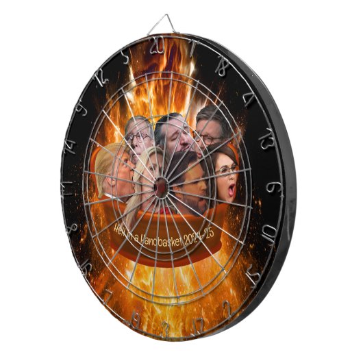 Grappige MAGA Republikeinse Hel in een Handbasket Dartbord (Voorkant Rechts)