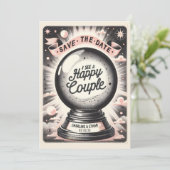 Grappige Magic Ball Roze Zwart Save the date (Staand voorkant)