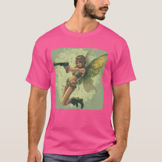 Grappige magische fee met pistool en laarzen voor  t-shirt