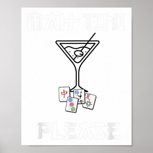 Grappige Mahjong Mah-tini Tail Joke Mahjong Poster (Voorkant)